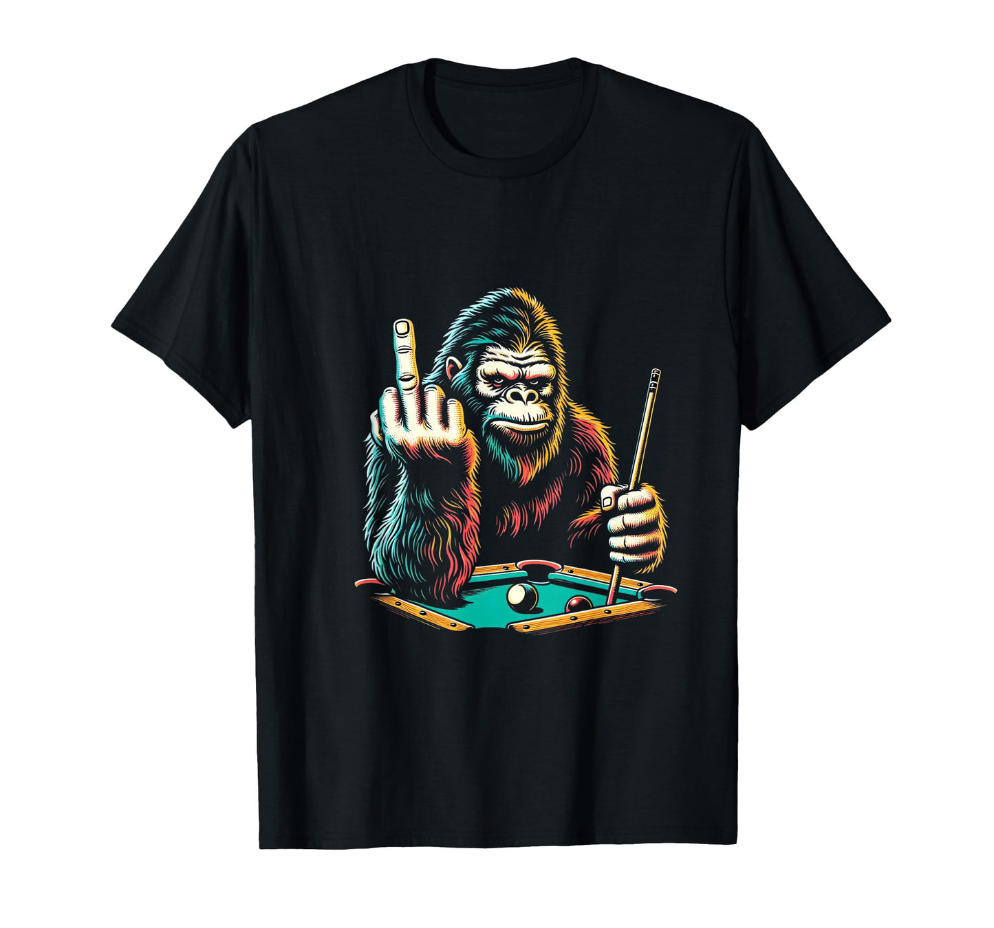 Funny Billiards Pool Player Retro Bigfoot Sasquatch T-Shirt