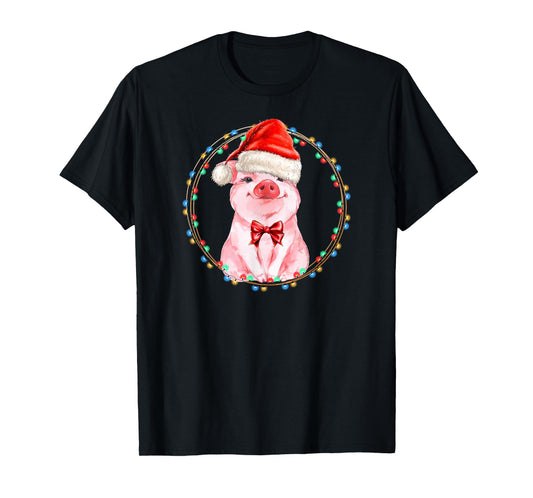 Sweet Pig with Santa Hat Pig Lover Christmas T-Shirt