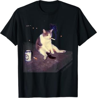 Cigarette Kitten Funny Smoking Cat Meme Stupid Brainrot T-Shirt
