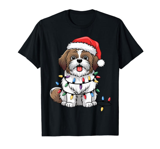 Shih Tzu Christmas Lights Xmas Dogs Gifts for Men Women T-Shirt