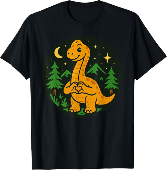 Brachiosaurus Dino Making Heart Hands Kawaii Love Gesture T-Shirt