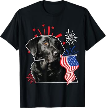 Labrador July 4th Black Lab Patriotic American Flag Dog Mom Women Kids Men T-Shirt