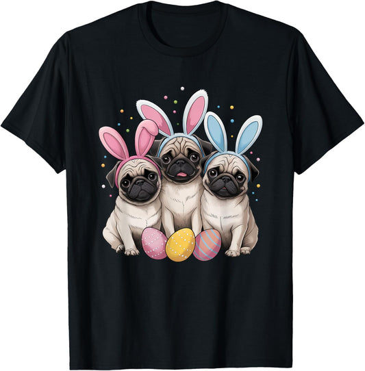 Easter Pug Dog Easter Pug Dog Bunny Ears Easter Egg T-Shirt