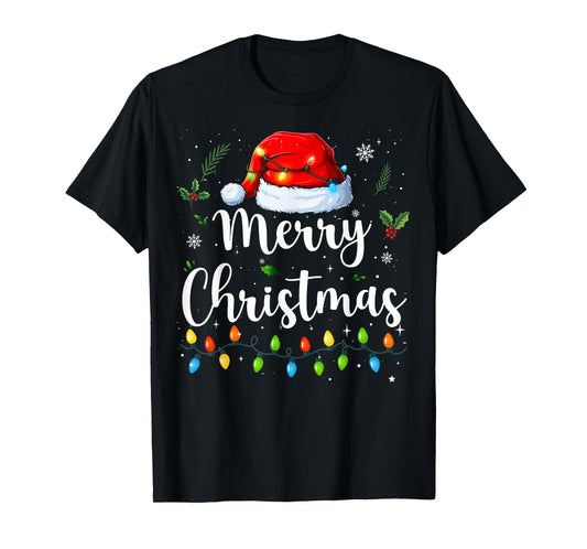 Merry Christmas Red Santa Hat Reindeer Xmas Matching Family T-Shirt
