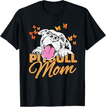 Pitbull Mom Dog Lover Butterfly Cute Blink Gift Women T-Shirt