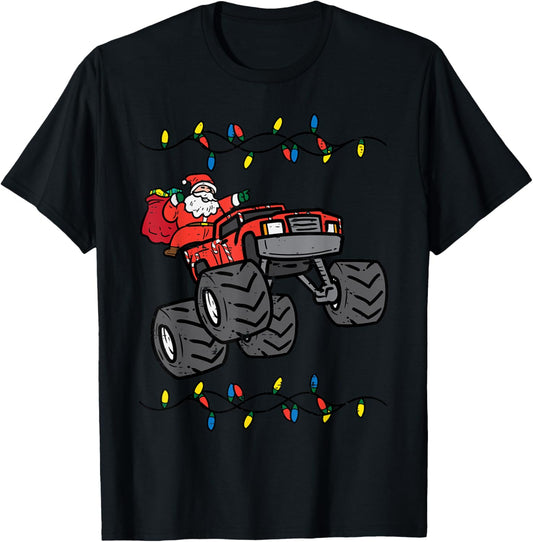 Christmas Santa Monster Truck Xmas Boys Kids Toddler Youth T-Shirt