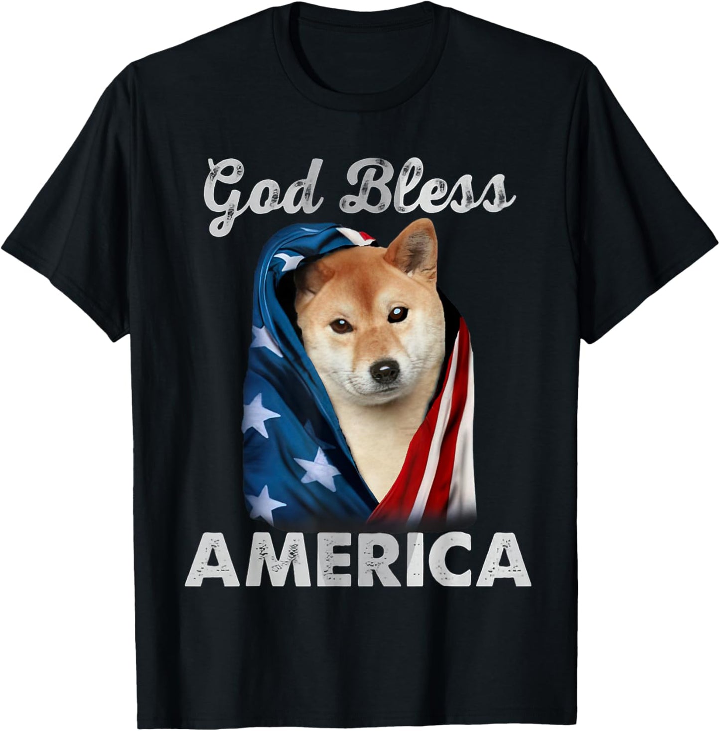 Shiba Inu Dog American USA Flag 4th of July Dog Lover T-Shirt