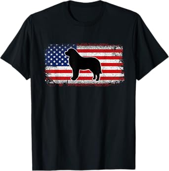 Patriotic USA Amercia Flag Newfoundland Dog Owner T-Shirt