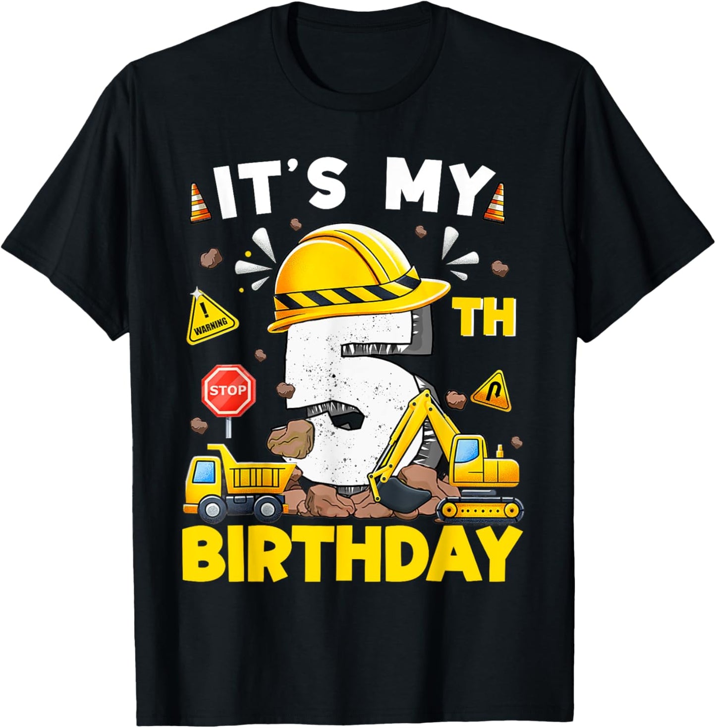 It's My 5th Birthday Boy Construction Excavator 5 Year Old T-Shirt