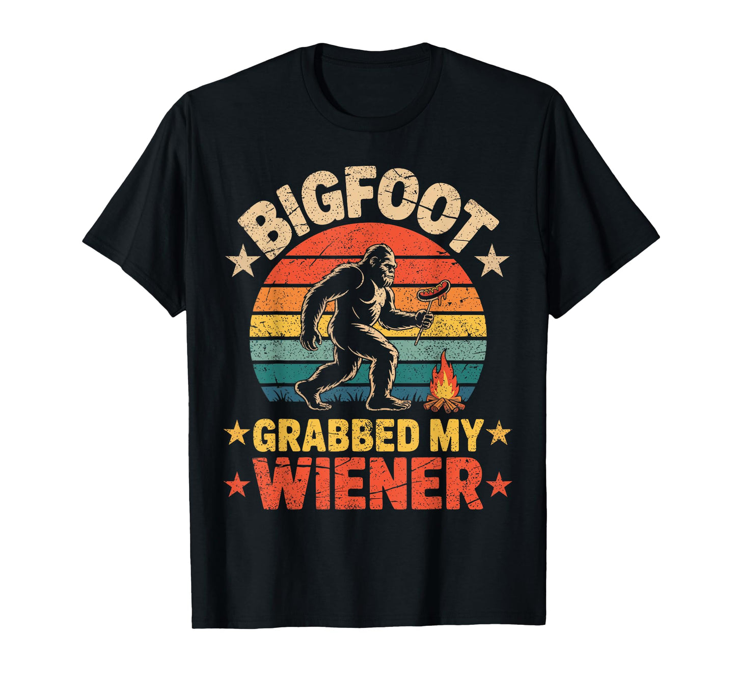 Bigfoot Grabbed My Wiener, Funny retro bigfoot T-Shirt