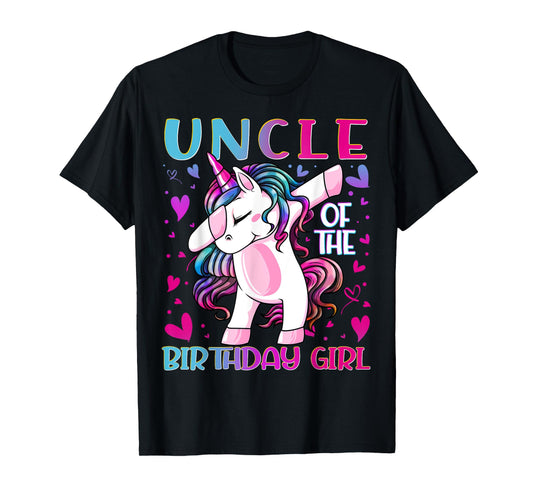Uncle of the Birthday Girl Dabbing Unicorn Uncle Gifts T-Shirt