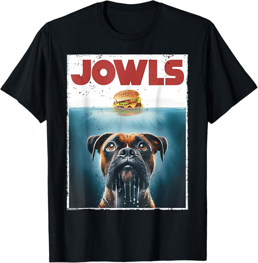 Funny Drooling Boxer, Jowls, Fawn, Dog Mom, Dog Dad, Burger T-Shirt