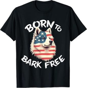 Funny Samoyed Dog Vintage Samoyed American Flag T-Shirt