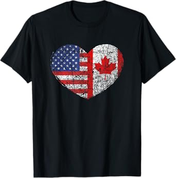 USA Canada Heart - Dual Citizenship T-Shirt