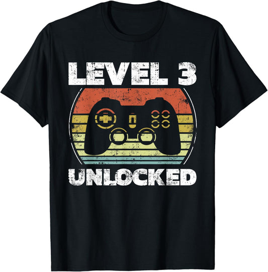 Level 3 Unlocked Funny Video Gamer 3rd Birthday T-Shirt
