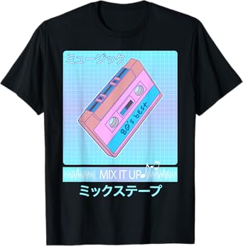 Mix Tape 80s Japanese Otaku Aesthetic Vaporwave T-Shirt
