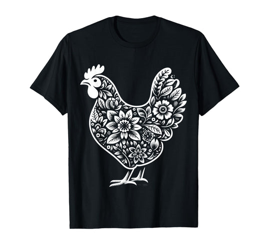 Floral Chicken Farmer Chicken Girl Flower T-Shirt