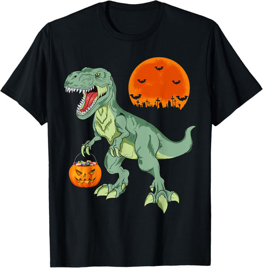 T-Rex Halloween Dinosaur Boys Pumpkin Jackolantern Girl Kids T-Shirt