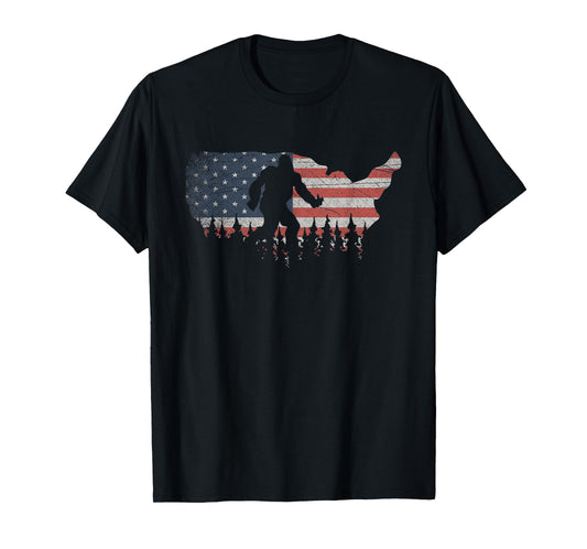 Patriotic Yeti US Flag Sasquatch Cryptozoology Gift Bigfoot T-Shirt