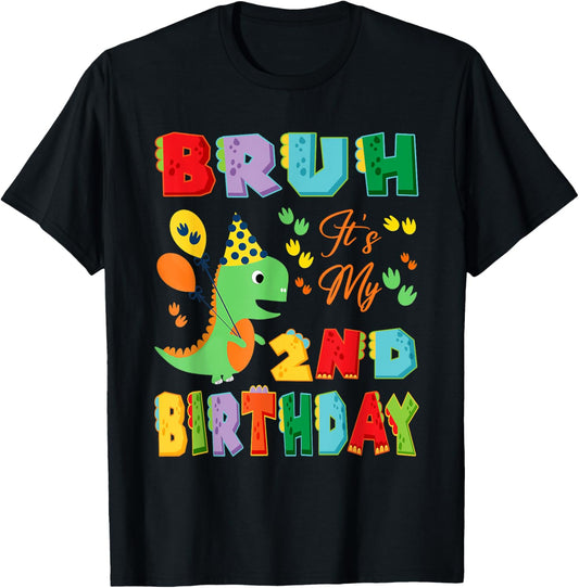 Cute Dinosaur Bruh It's My 2nd Birthday Gift For 2 Years Old T-Shirt