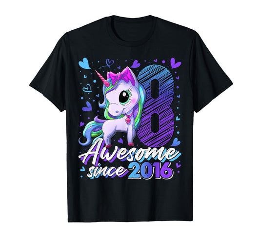 8 Years Old Flossing Unicorn Gifts 8th Birthday Girl Party T-Shirt