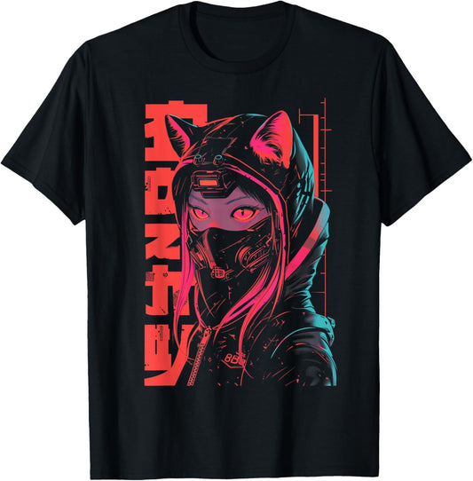 Neko Cat Girl | Cyberpunk Japanese Harajuku T-Shirt