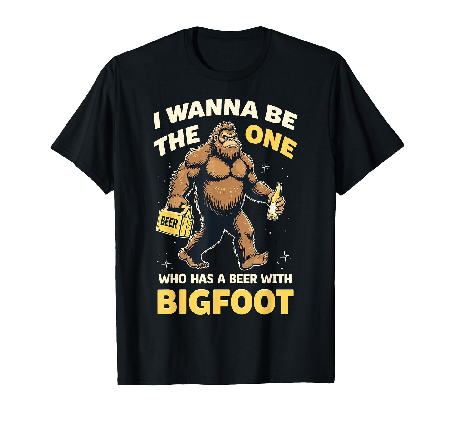 Funny Beer With Bigfoot Sasquatch Beer Lover Drinking Party T-Shirt