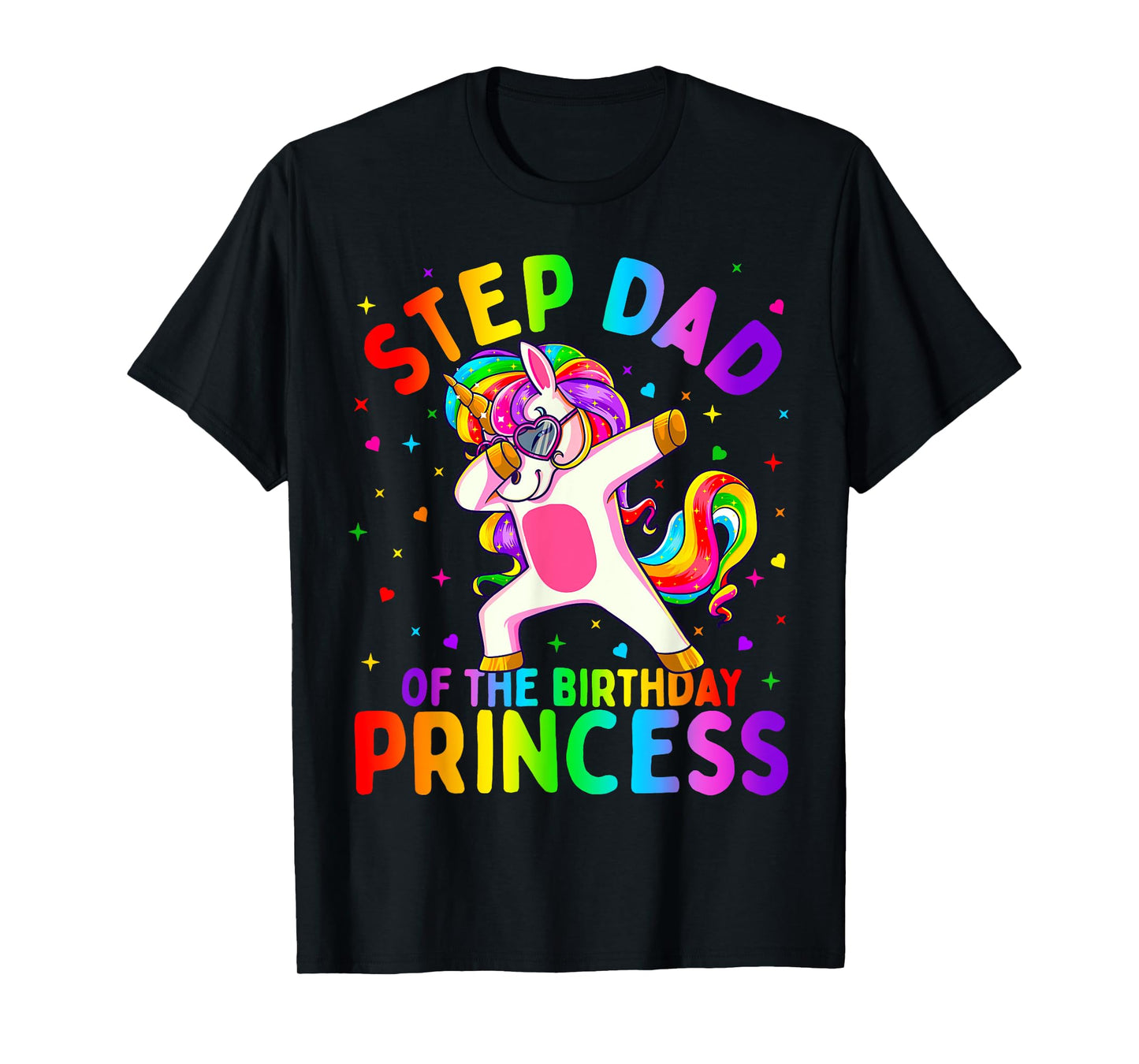 Step Dad of the Birthday Princess Girl Dabbing Unicorn T-Shirt