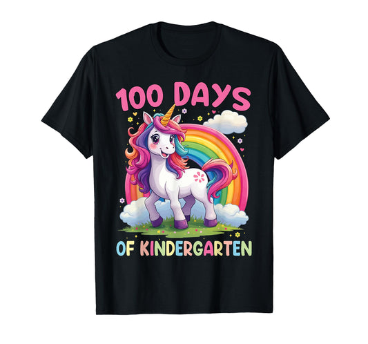 I Survived 100 Days Of Kindergarten 100th Day Unicorn Girls T-Shirt