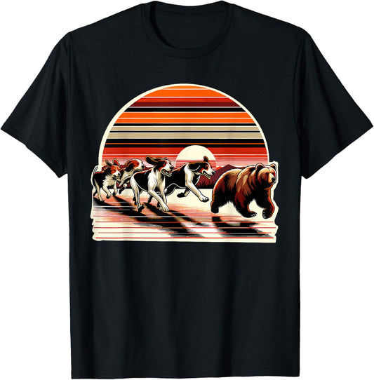 Hunting Bear Retro Dog Bear Hound Hunting T-Shirt