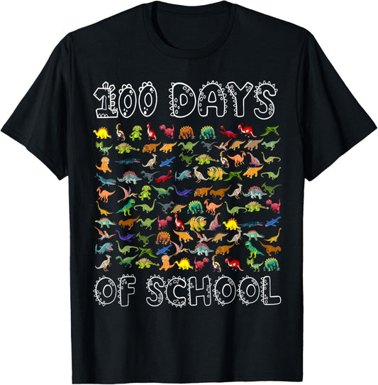 Funny 100th Days of School Dinosaur Lover Kids Teacher T-Shirt