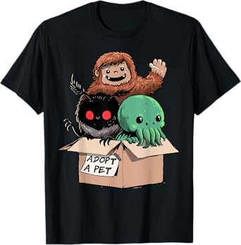Adopt A Pet Shirt Creepy Monsters Bigfoot Mothman Cthulhu T-Shirt