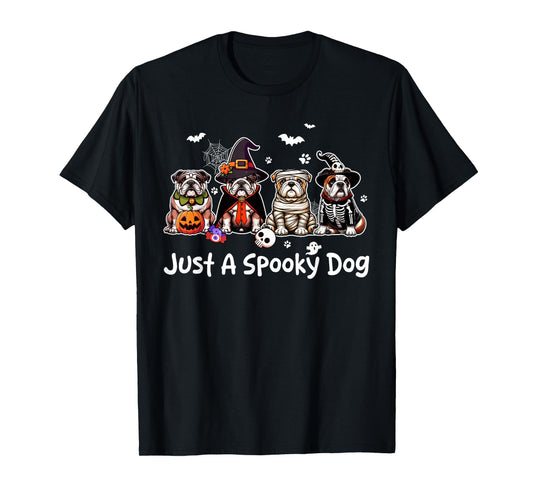 Just A Spooky Halloween Dog Group Bulldogs As Witch Mummy T-Shirt