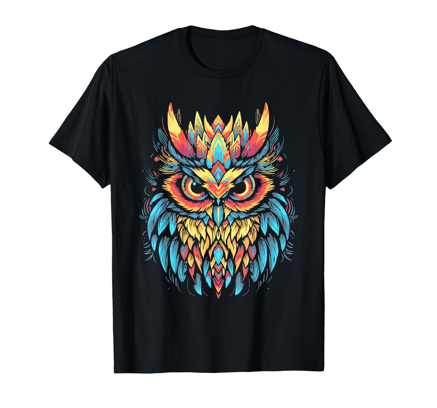 Flying Owl Futuristic Geometric Glitch Art Bird Lover T-Shirt