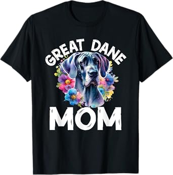 Watercolor Dog Mama Floral Great Dane Lovers Mother's Day T-Shirt