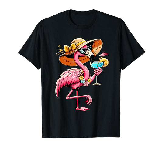 Funny Flamingo Hawaiian Summer Tropical Luau Women Girls Kid T-Shirt