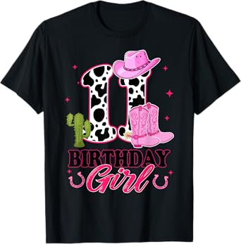 11th Birthday Girl Rodeo Western 11 Year Old Cowgirl T-Shirt