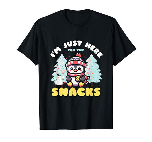 I'm Just Here For The Snacks Christmas Penguin Cookie Lover T-Shirt