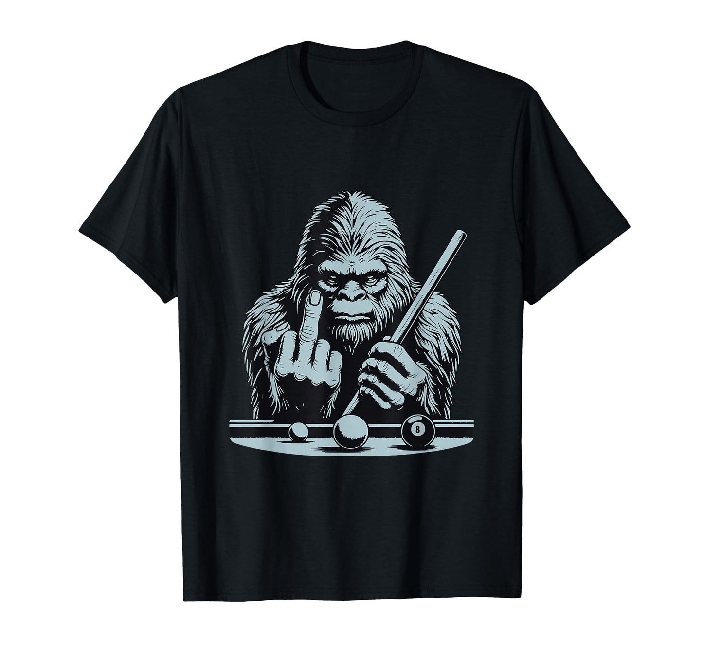 Funny Retro Bigfoot Sasquatch Billiards Bassquatch Pool T-Shirt
