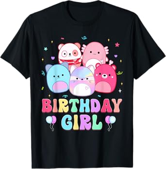 Happy Birthday Girl Squish Squad Mallow Girls Kids Birthday T-Shirt