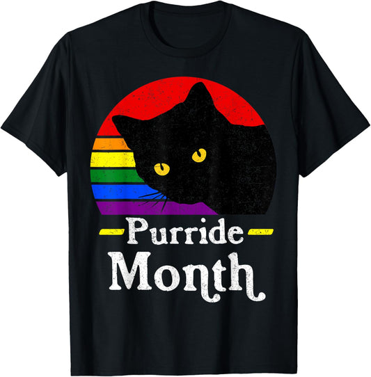 Purride Month Funny Gay Cat LGBT Ally Pride Month Rainbow T-Shirt