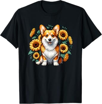 Sunflowers Pembroke Welsh Corgi Corgis T-Shirt