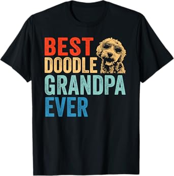 Best Doodle Grandpa Ever Vintage Tshirt Goldendoodle Gift T-Shirt