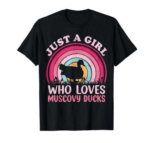 Duck Bird Vintage Retro Just A Girl Who Loves Muscovy Ducks T-Shirt