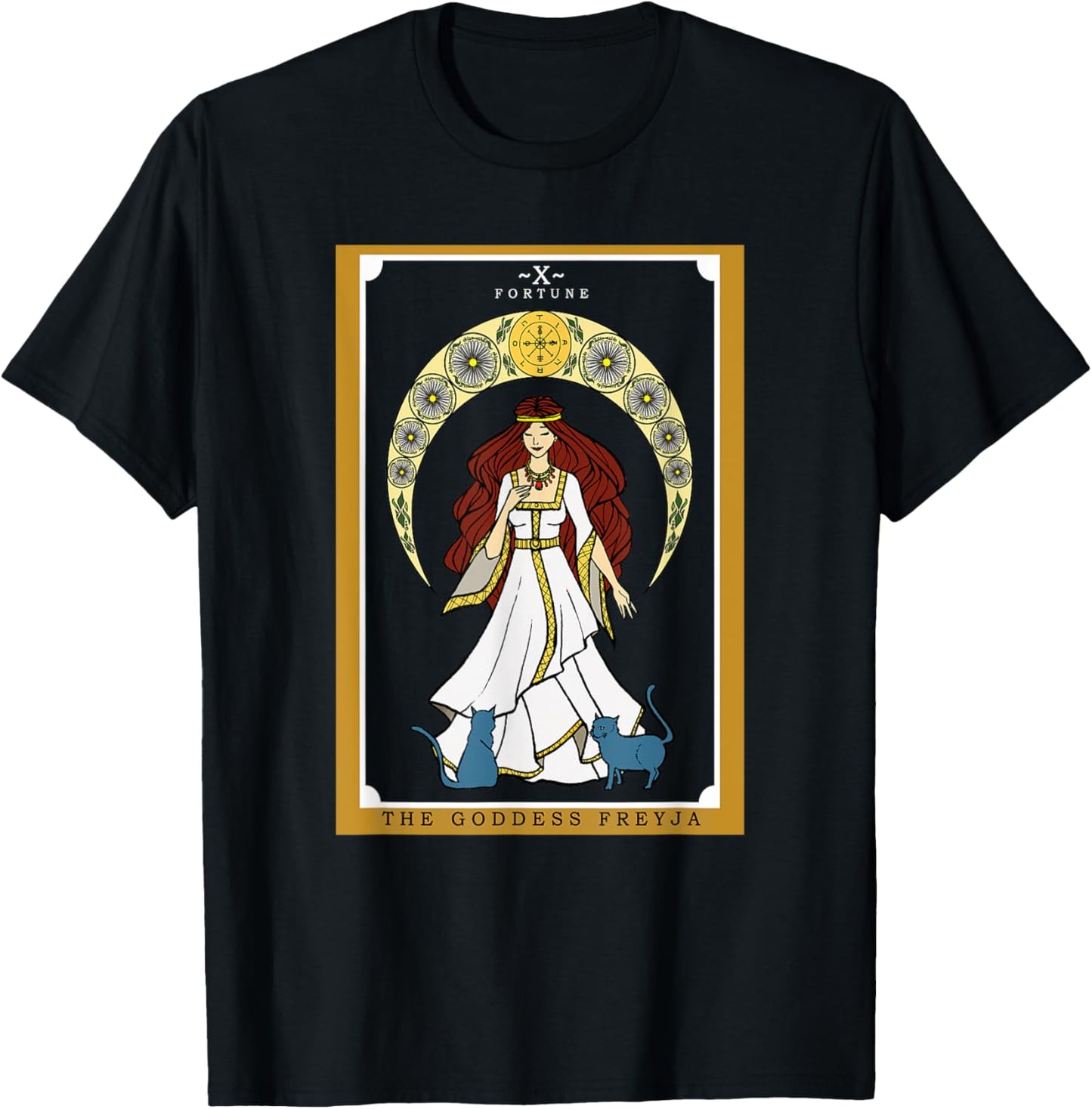 The Norse Goddess Freyja Tarot Card Pagan Cat Wiccan Witchy T-Shirt