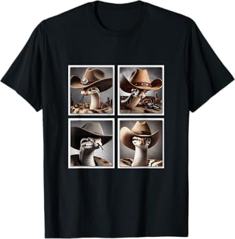 Snake In Cowboy Hat Funny Animal Photobooth Snake Owner T-Shirt