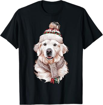 White English Cream Golden Retriever Mom Dog Puppy Christmas T-Shirt for Men Women
