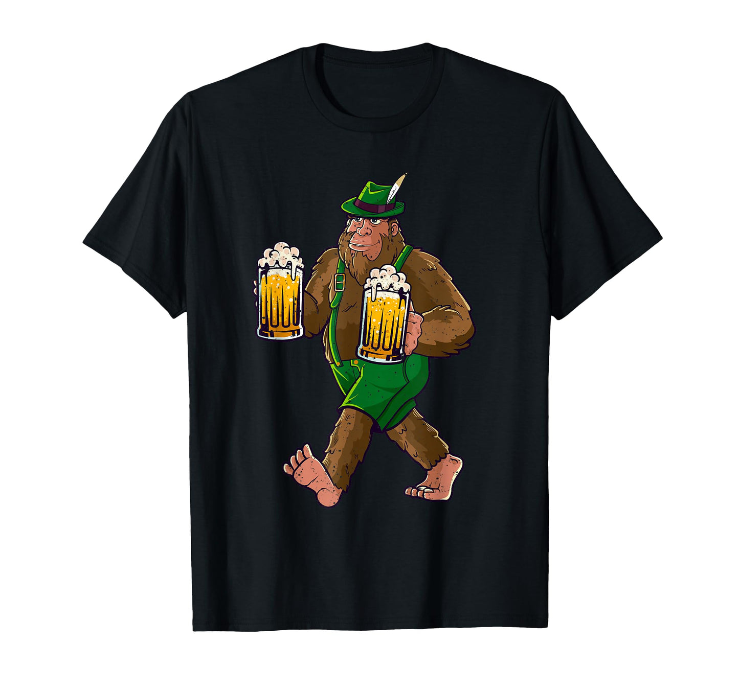 Bigfoot Lederhosen Funny Oktoberfest Men Prost Beer Mug T-Shirt