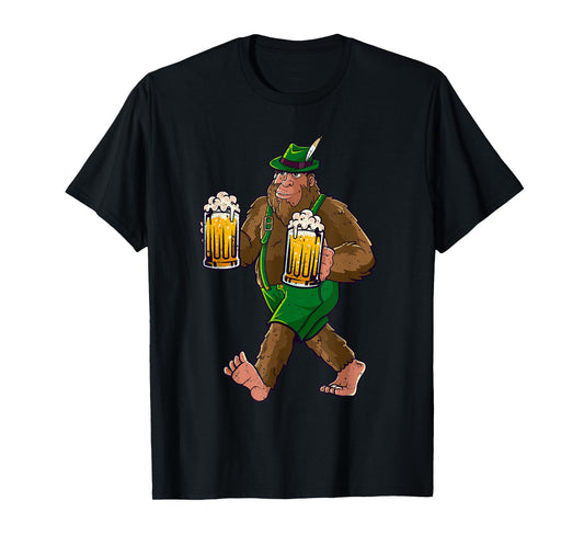 Bigfoot Lederhosen Funny Oktoberfest Men Prost Beer Mug T-Shirt