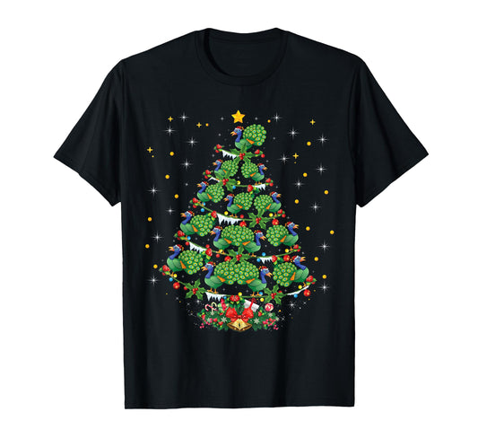 Funny Peacock Bird Lover Xmas Gift Peacock Christmas Tree T-Shirt